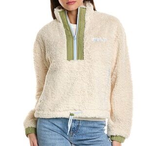 Bandier WSLY Eco Sherpa Cropped Jacket Cream Green Size Small